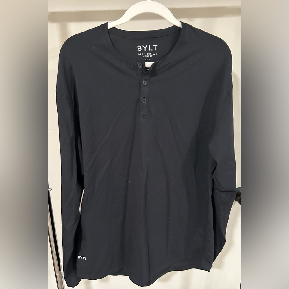 BYLT Men’s Drop Cut L/S Henley Lux - Size XL, Black